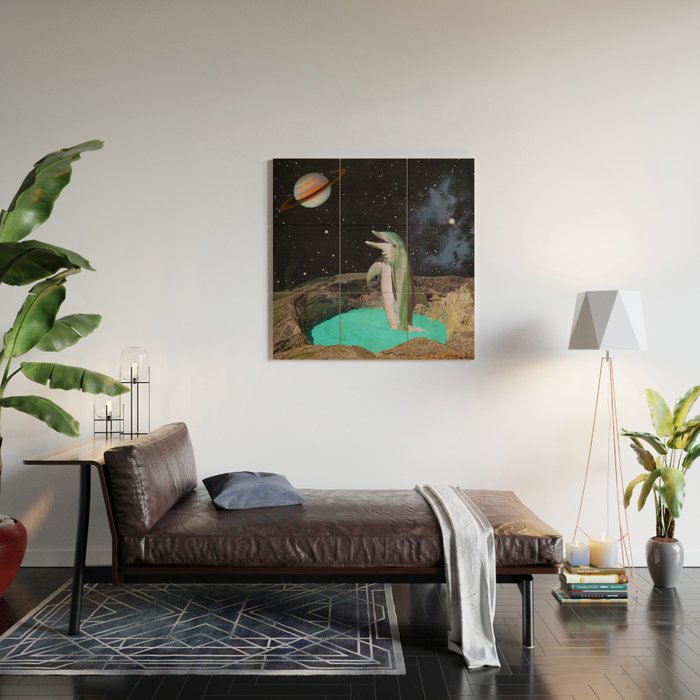 Planet Dolphin Wood Wall Art Gallery Image 2