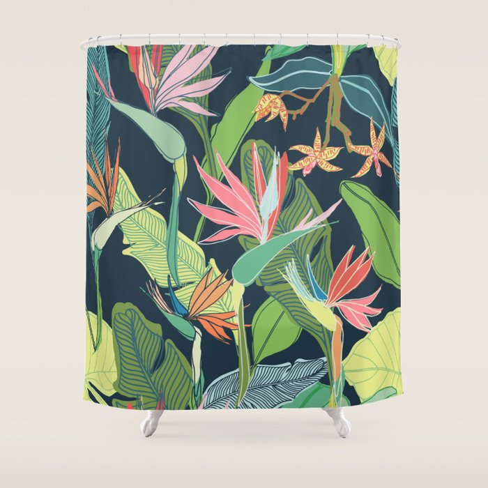 Tropical Bird of Paradise Shower Curtain Gallery Image 1