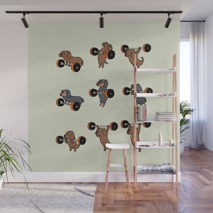 Olympic Lifting Dachshund Wall Mural Gallery Image 1