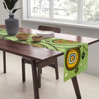 Cute Abstract Flowers in a Blue Green Vase Table Runner Gallery Image 2