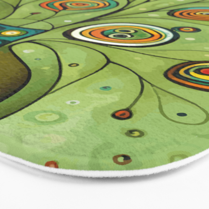Cute Abstract Flowers in a Blue Green Vase Bath Mat Gallery Image 3