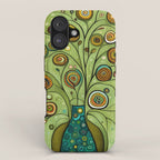 Cute Abstract Flowers in a Blue Green Vase iPhone Case Gallery Image 1