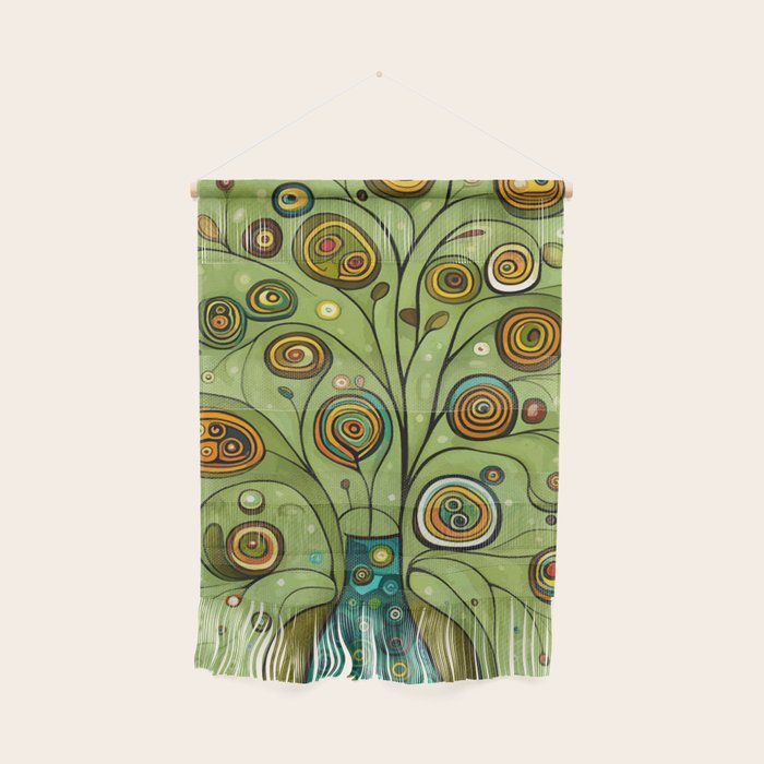 Cute Abstract Flowers in a Blue Green Vase Wall Hanging Gallery Image 1