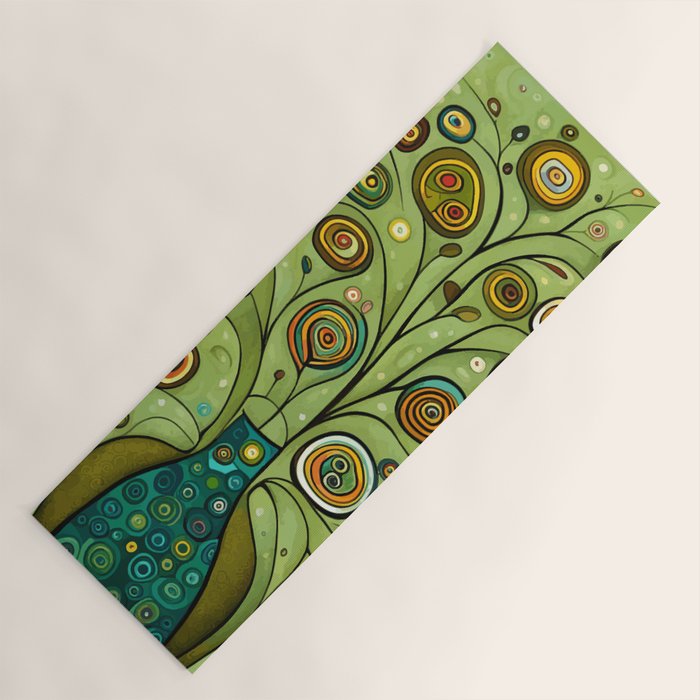 Cute Abstract Flowers in a Blue Green Vase Yoga Mat Gallery Image 1