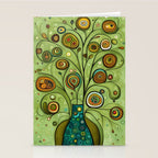 Cute Abstract Flowers in a Blue Green Vase Stationery Card Gallery Image 2