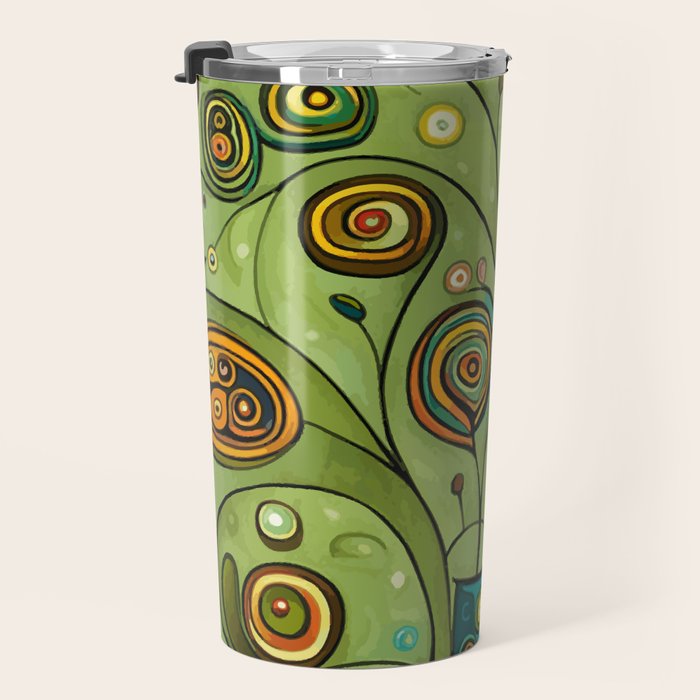 Cute Abstract Flowers in a Blue Green Vase Travel Mug Gallery Image 3