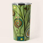 Cute Abstract Flowers in a Blue Green Vase Travel Mug Gallery Image 1