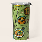 Cute Abstract Flowers in a Blue Green Vase Travel Mug Gallery Image 2