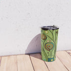 Cute Abstract Flowers in a Blue Green Vase Travel Mug Gallery Image 4