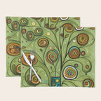Cute Abstract Flowers in a Blue Green Vase Placemat Gallery Image 1
