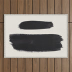 Mid Century Modern Minimalist Abstract Art Brush Strokes Black & White Ink Art Brush Strokes Outdoor Rug Gallery Image 1