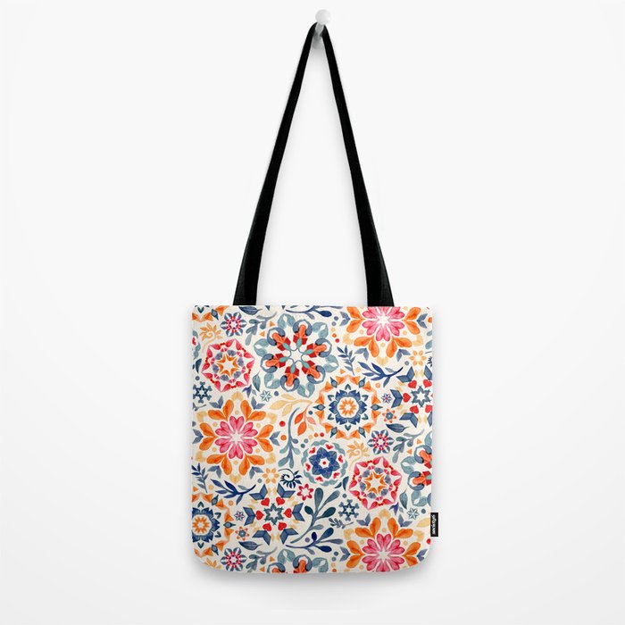 Watercolor Kaleidoscope Floral - desaturated Tote Bag Gallery Image 2