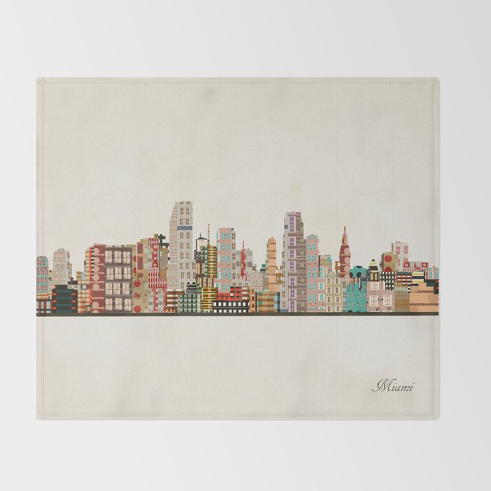 miami florida skyline Throw Blanket Gallery Image 2