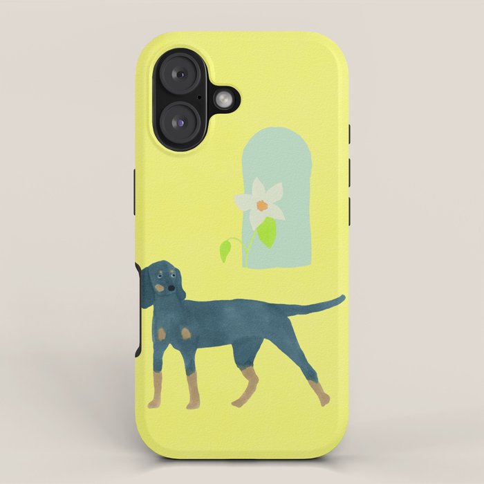 Dog and a Half-Round Window - Green and Yellow iPhone Case Gallery Image 1