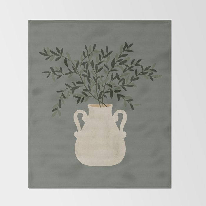 Vase no. 31 with Winter Greenery  Throw Blanket Gallery Image 2