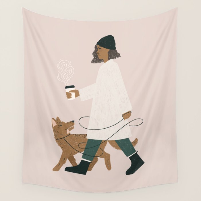 coffee + walkies Wall Tapestry Gallery Image 1