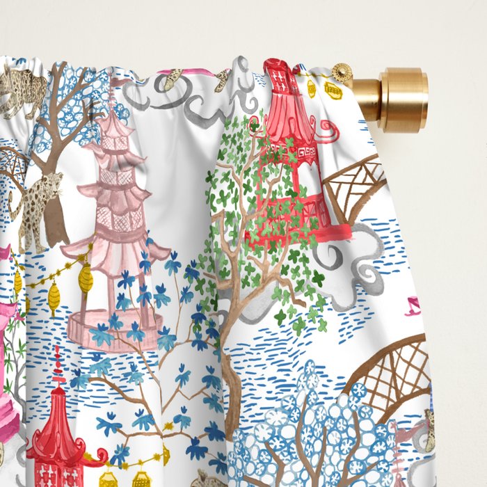 Multi Color Leopards in Pagoda Forest Window Curtain Gallery Image 2