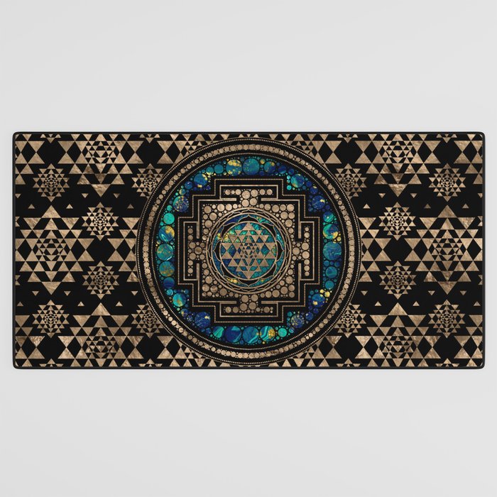 Sri Yantra  / Sri Chakra Marble and Gold Desk Mat Gallery Image 3