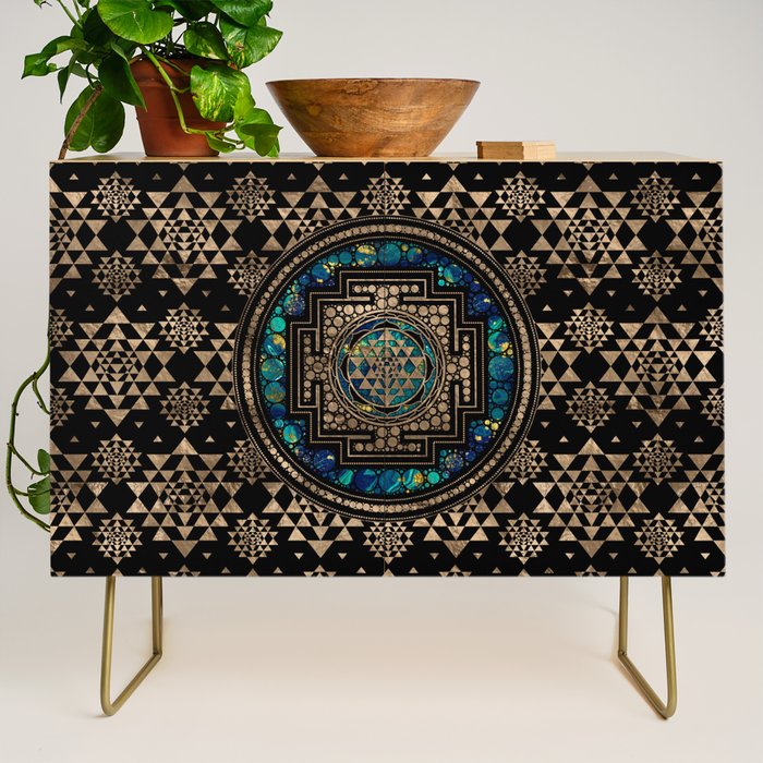 Sri Yantra  / Sri Chakra Marble and Gold Credenza Gallery Image 1