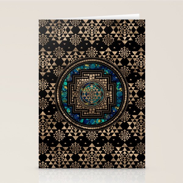Sri Yantra  / Sri Chakra Marble and Gold Stationery Card Gallery Image 2