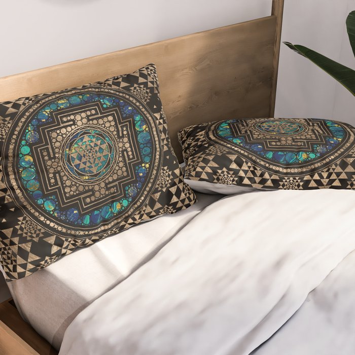 Sri Yantra  / Sri Chakra Marble and Gold Pillow Sham Gallery Image 2