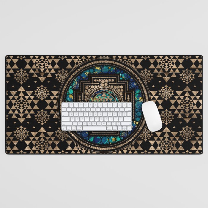 Sri Yantra  / Sri Chakra Marble and Gold Desk Mat Gallery Image 1