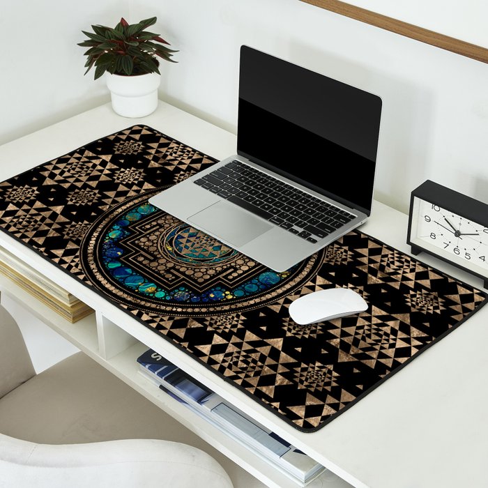 Sri Yantra  / Sri Chakra Marble and Gold Desk Mat Gallery Image 2