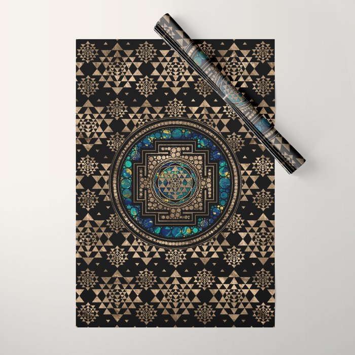 Sri Yantra  / Sri Chakra Marble and Gold Wrapping Paper Gallery Image 1