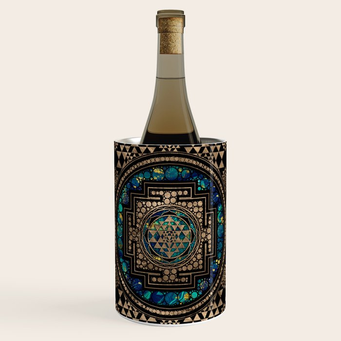 Sri Yantra  / Sri Chakra Marble and Gold Wine Chiller Gallery Image 1