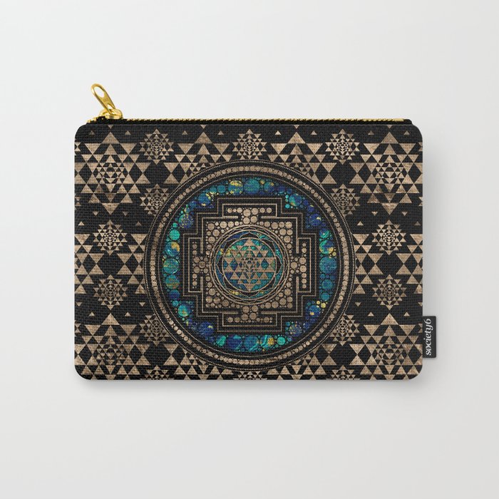 Sri Yantra  / Sri Chakra Marble and Gold Carry All Pouch Gallery Image 1