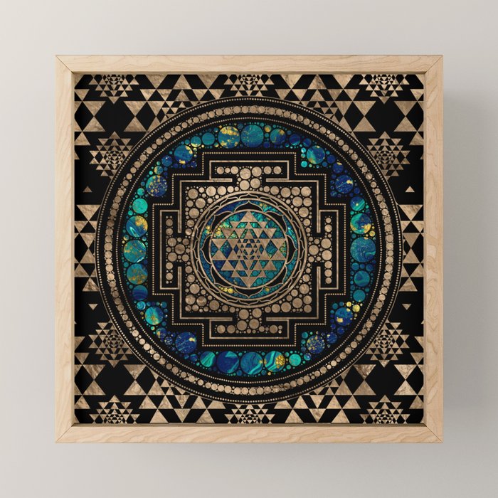 Sri Yantra  / Sri Chakra Marble and Gold Mini Art Print Gallery Image 1