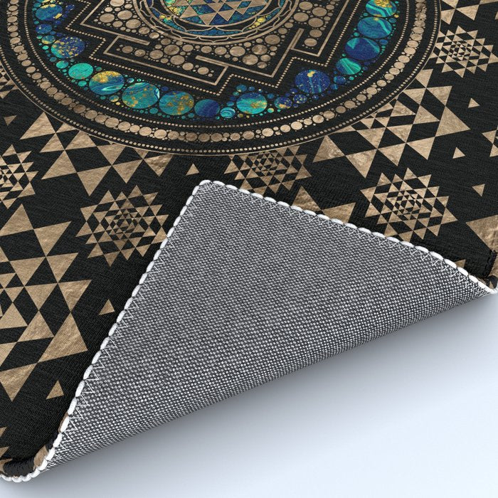 Sri Yantra  / Sri Chakra Marble and Gold Rug Gallery Image 4