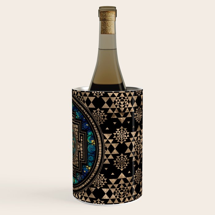 Sri Yantra  / Sri Chakra Marble and Gold Wine Chiller Gallery Image 3