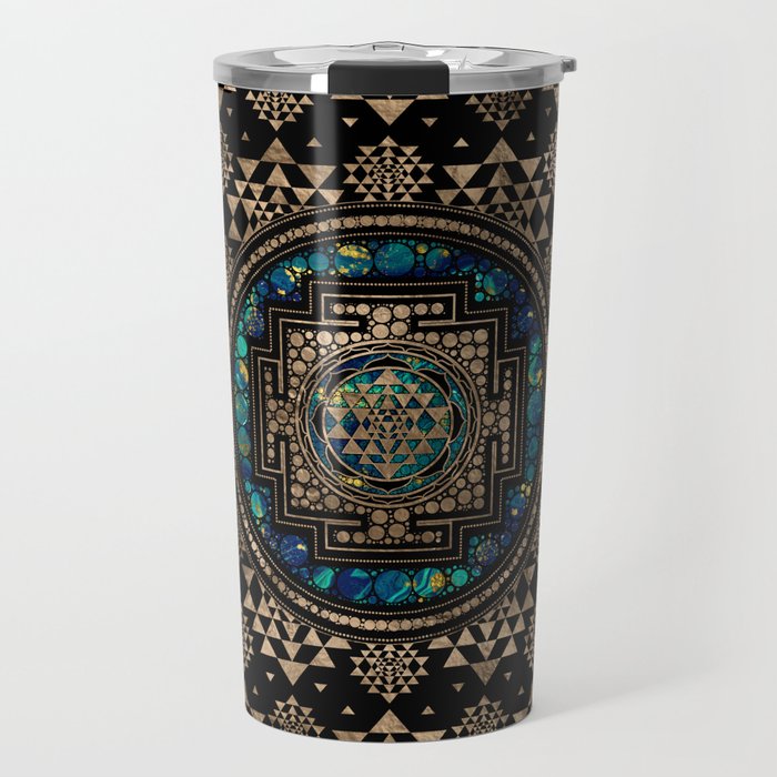Sri Yantra  / Sri Chakra Marble and Gold Travel Mug Gallery Image 1