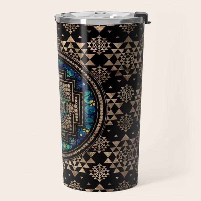 Sri Yantra  / Sri Chakra Marble and Gold Travel Mug Gallery Image 2