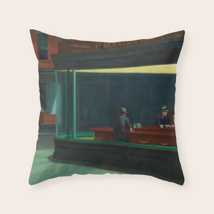 Nighthawks by Edward Hopper  Throw Pillow Gallery Image 1