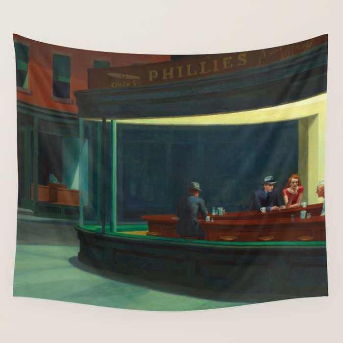 Nighthawks by Edward Hopper  Wall Tapestry Gallery Image 1