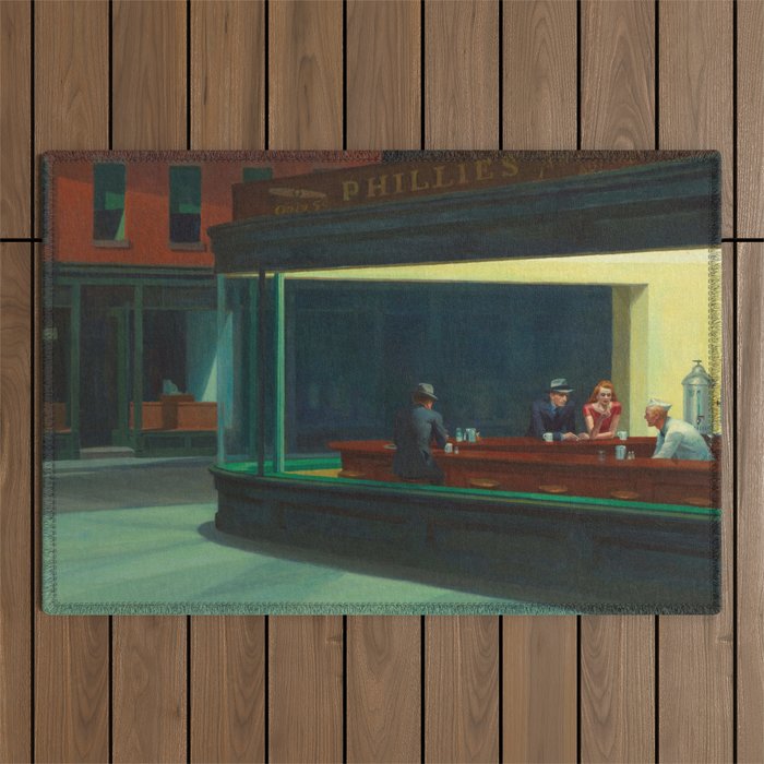 Nighthawks by Edward Hopper  Outdoor Rug Gallery Image 1