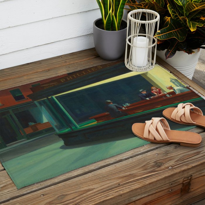 Nighthawks by Edward Hopper  Outdoor Rug Gallery Image 2