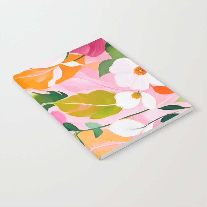 Pastelchio, Pastel Floral Botanical Spring, Flowers Blush Blossom Pink Garden Painting, Bohemian Chic Subdued Nature Plants Notebook Gallery Image 1