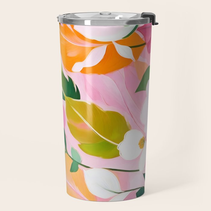 Pastelchio, Pastel Floral Botanical Spring, Flowers Blush Blossom Pink Garden Painting, Bohemian Chic Subdued Nature Plants Travel Mug Gallery Image 2