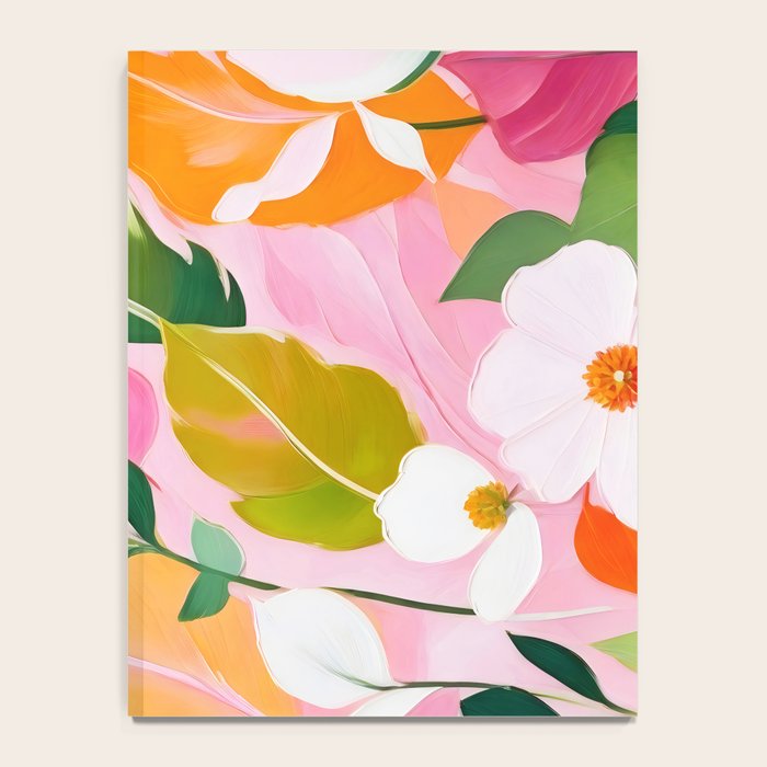 Pastelchio, Pastel Floral Botanical Spring, Flowers Blush Blossom Pink Garden Painting, Bohemian Chic Subdued Nature Plants Notebook Gallery Image 4