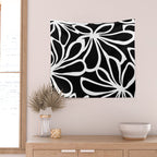 Abstract black and white flower art pattern Wall Tapestry Gallery Image 2