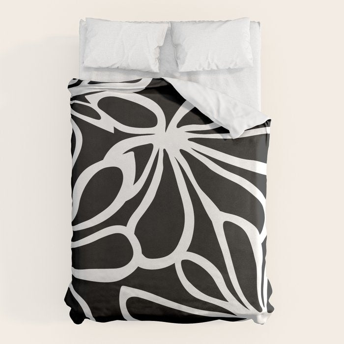 Abstract black and white flower art pattern Duvet Cover Gallery Image 1