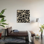 Abstract black and white flower art pattern Wood Wall Art Gallery Image 2