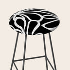 Abstract black and white flower art pattern Stool Gallery Image 2