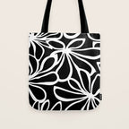 Abstract black and white flower art pattern Tote Bag Gallery Image 1