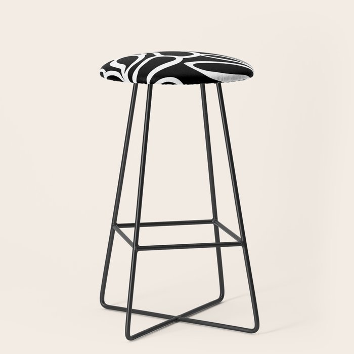 Abstract black and white flower art pattern Stool Gallery Image 1