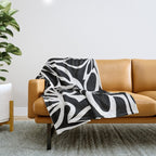 Abstract black and white flower art pattern Throw Blanket Gallery Image 1