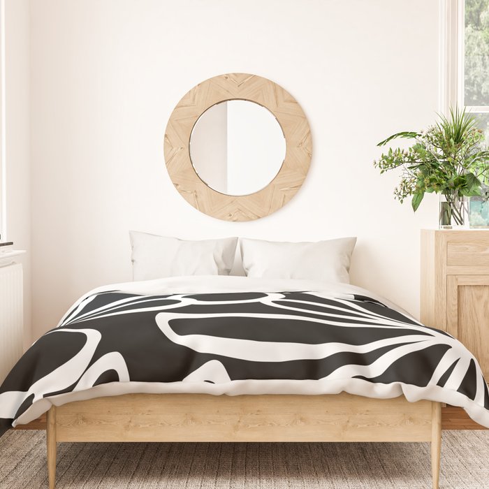 Abstract black and white flower art pattern Duvet Cover Gallery Image 3